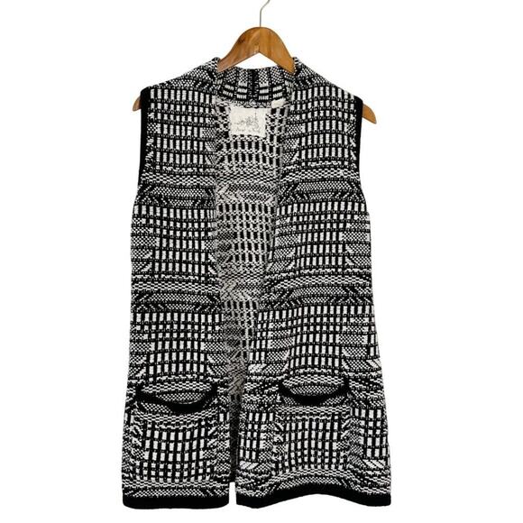 Angel of the North Anthropologie Black White Sweater‎ Cardigan Size XS - Picture 2 of 7